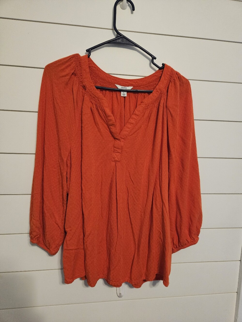 Crown & Ivy Rust Orange Peasant Blouse